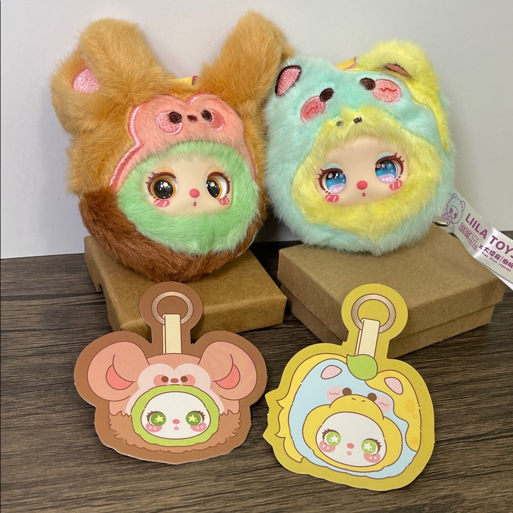 Liila's Garden Tea Party Mini Plush Pendants by Baby Three- Pony and Monkey